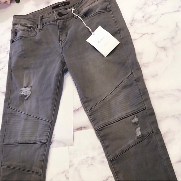 KanCan Distressed Moto Ankle Gray Fade Jeans BNWT - Picture 8 of 13